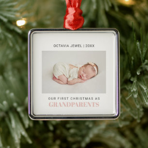 First Christmas as Grandparents Baby Girl photo Metal Tree Decoration