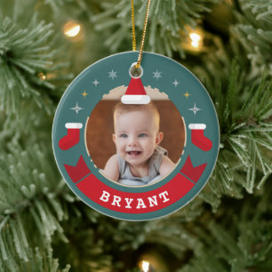First Christmas as Grandparents Baby Photo Ceramic Tree Decoration