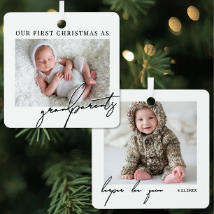 First Christmas As Grandparents Baby Photo Metal Tree Decoration
