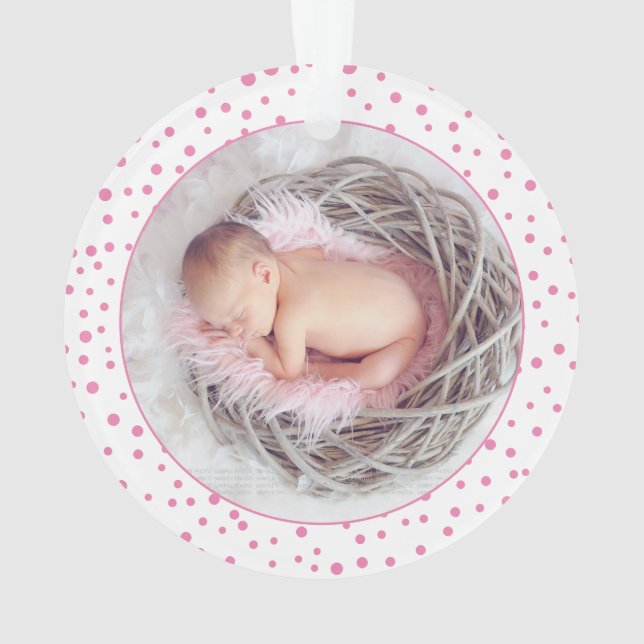 First Christmas as grandparents car and pink photo Ornament (Back)