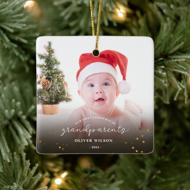 First Christmas as Grandparents Christmas family  Ceramic Ornament (Tree)