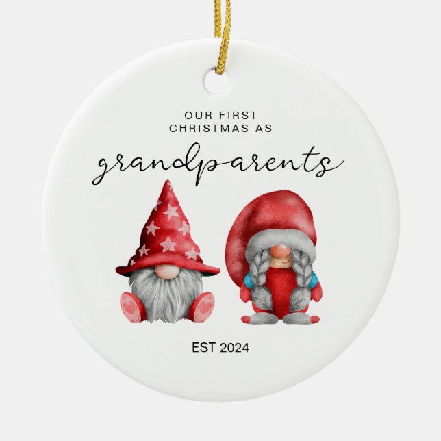 First Christmas as Grandparents Christmas family  Ceramic Tree Decoration (Front)