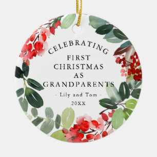 First Christmas as Grandparents Custom Photo Ceramic Tree Decoration