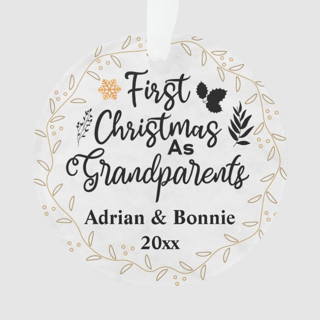 First Christmas As Grandparents custom photo Ornament (Front)