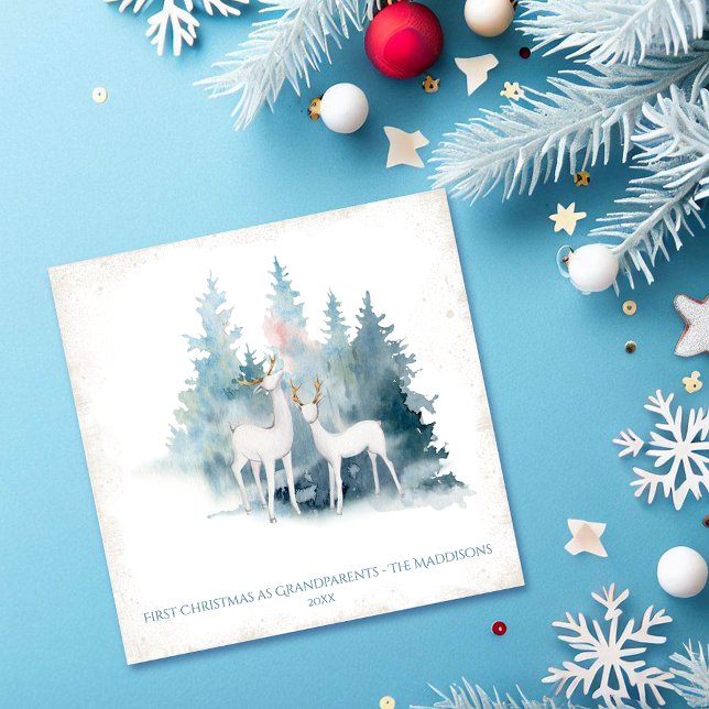 First Christmas as Grandparents Forest Deer Holiday Card (Creator Uploaded)