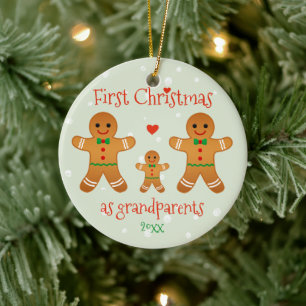 First Christmas as Grandparents - Gingerbread Men Ceramic Tree Decoration