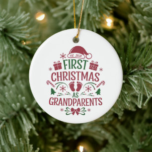 First Christmas as Grandparents, Grandma, Grandpa Ceramic Tree Decoration