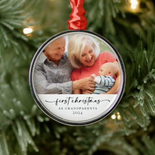 First Christmas As Grandparents Photo Keepsake Metal Tree Decoration