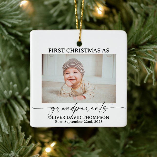First Christmas as Grandparents Photo Ornament (Tree)