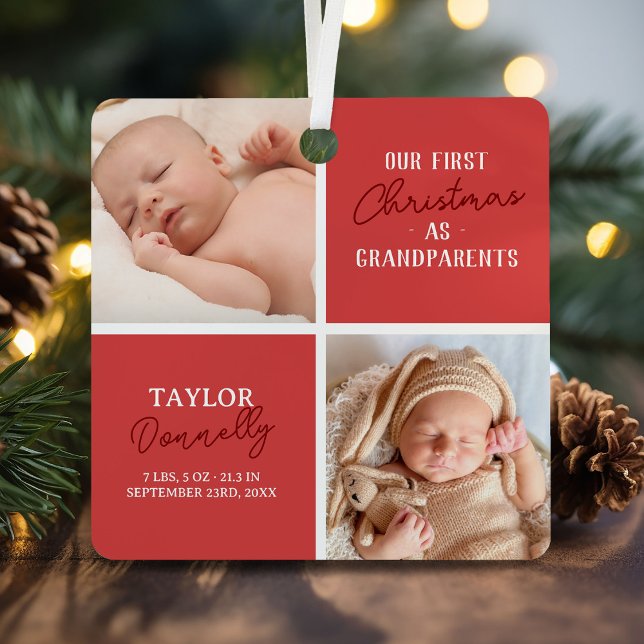 First Christmas as Grandparents Photo Red Metal Tree Decoration (Creator Uploaded)