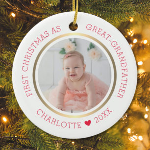 First Christmas As Great Grandfather Modern Photo Ceramic Tree Decoration