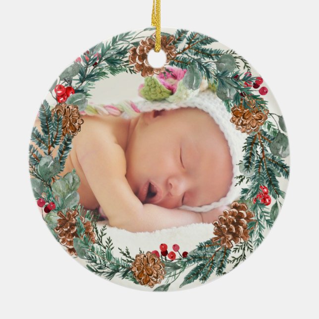 First Christmas As Great Grandma New Baby Ceramic Tree Decoration (Back)