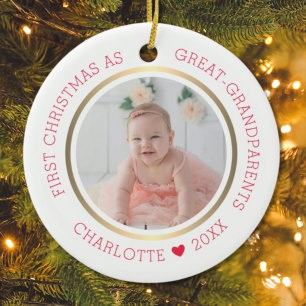 First Christmas As Great Grandparents Modern Photo Ceramic Tree Decoration