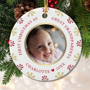 First Christmas As Great Grandparents Photo Ceramic Tree Decoration