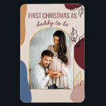 First Christmas as | Holly Shapes Arched Photo Magnet<br><div class="desc">Photo magnet for someone special's first Christmas. The sample wording reads "First Christmas as daddy to be" and you can edit this as you wish. The design features sketched holly leaves in black and gold, organic shapes and a gold arch with arched font to frame your photo. This trendy design...</div>