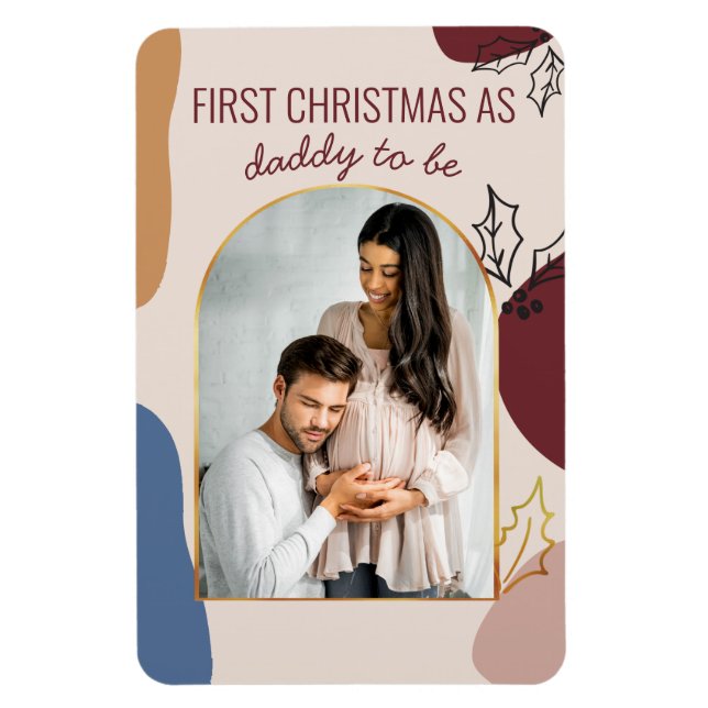 First Christmas as | Holly Shapes Arched Photo Magnet (Vertical)