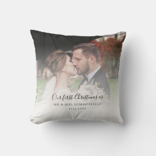 First Christmas As Married Wedding Photo Custom Cushion