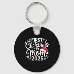 First Christmas As Mom 2025 Snowflake Xmas Family  Key Ring