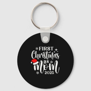 First Christmas As Mom 2025 Snowflake Xmas Family  Key Ring