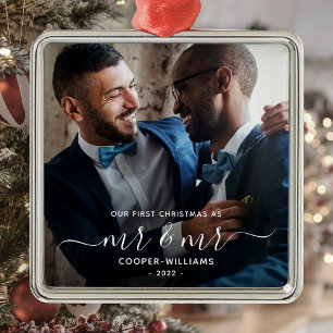 First Christmas as Mr and Mr LGBTQ Keepsake Metal Tree Decoration