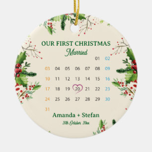 First Christmas as Mr and Mrs Calendar Keepsake Ceramic Tree Decoration