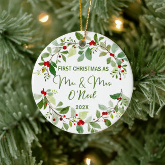 First Christmas as Mr. and Mrs.  Ceramic Tree Decoration