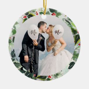 First Christmas as Mr and Mrs Custom Photo Ceramic Tree Decoration