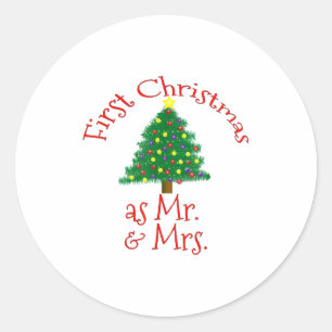 First Christmas As Mr And Mrs - Matching Newlyweds Classic Round Sticker