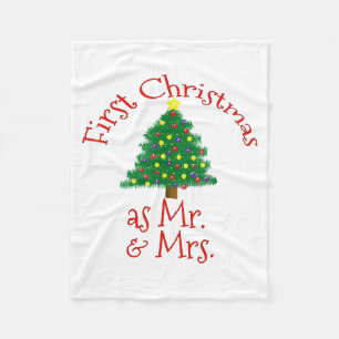 First Christmas As Mr And Mrs - Matching Newlyweds Fleece Blanket
