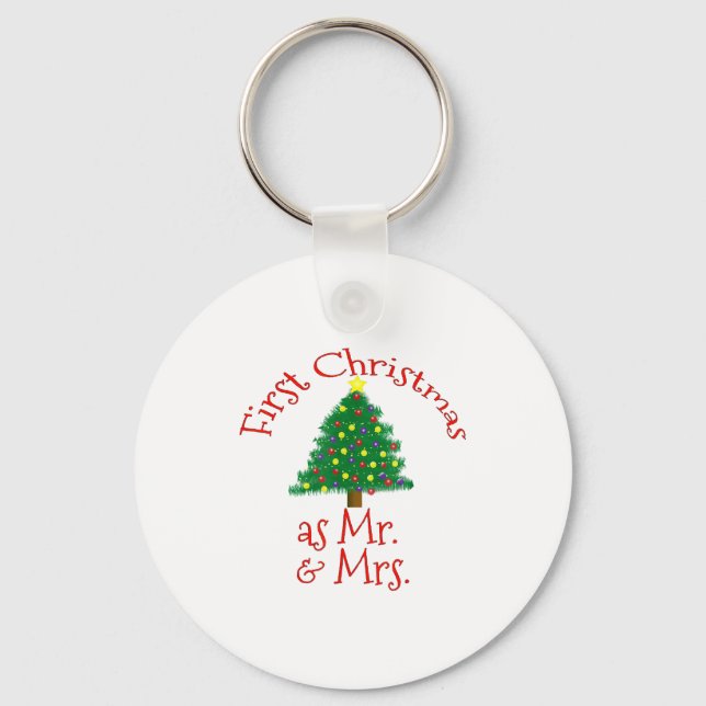 First Christmas As Mr And Mrs - Matching Newlyweds Key Ring (Front)