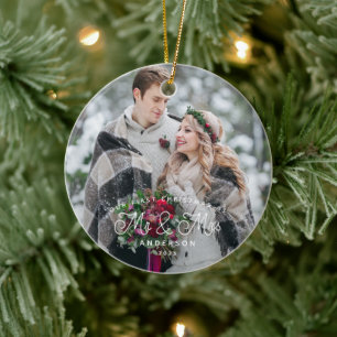 First Christmas As Mr and Mrs Photo Ceramic Tree Decoration