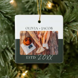 First Christmas as Mr and Mrs Photo Colour Block Ceramic Ornament
