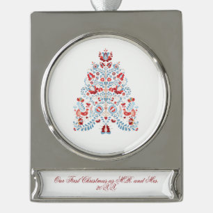 First Christmas As Mr. and Mrs Silver Plated Banner Ornament