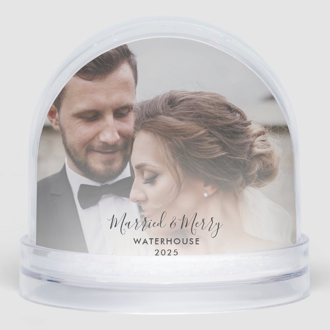First Christmas as Mr and Mrs Wedding Photo Custom Snowglobe (Front)