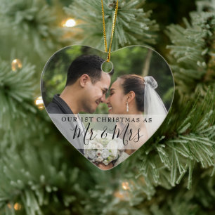First Christmas As Mr & Mrs 2 Photo Ceramic Tree Decoration
