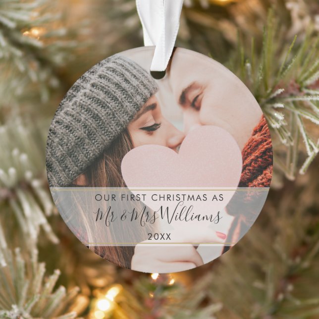 First Christmas As Mr & Mrs 2 Photo Ornament (Tree)