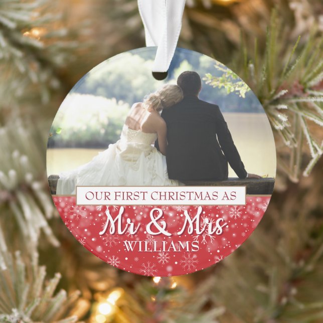 First Christmas As Mr & Mrs 2 Photo Ornament (Tree)