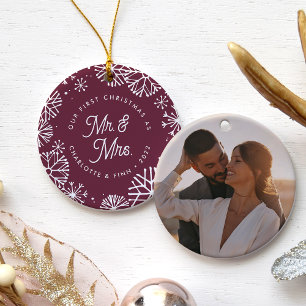 First Christmas As Mr. & Mrs. Back Photo Ceramic Tree Decoration