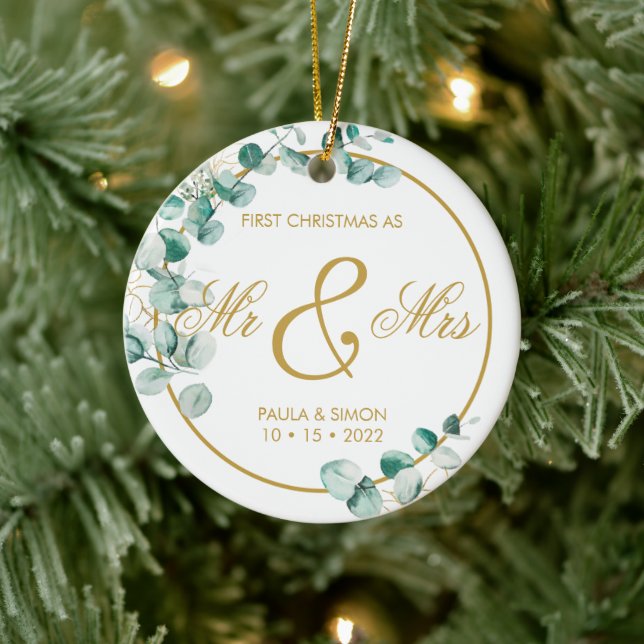 First Christmas as Mr & Mrs Ceramic Tree Decoration (Tree)