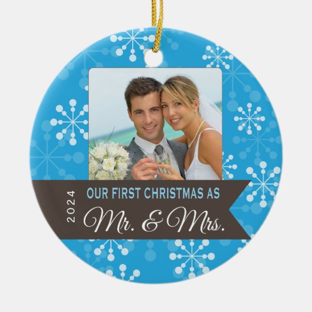 First Christmas as Mr. & Mrs. Christmas Ornament (Front)