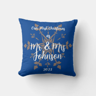 First Christmas as Mr & Mrs editable names & date  Cushion