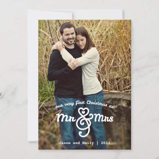 First Christmas as Mr & Mrs Holiday Photo Card (Front)