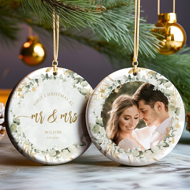 First Christmas As Mr & Mrs Name Ceramic Tree Decoration (Creator Uploaded)