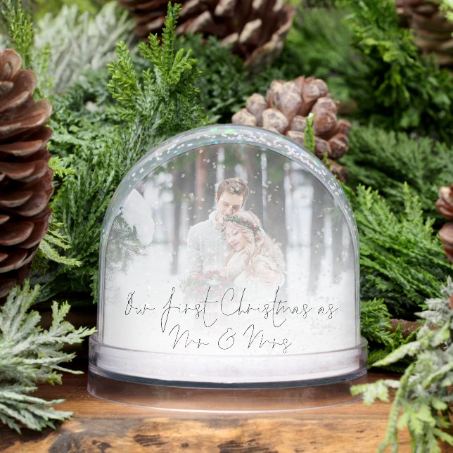 First Christmas as Mr Mrs Newlywed 2 Photos Snowglobe (Winter)