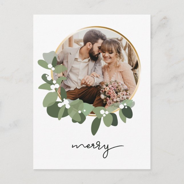 "First Christmas as Mr. & Mrs." Newlywed Christmas Postcard (Front)