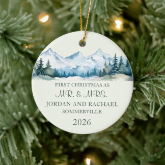 First Christmas as Mr. & Mrs. Personalised Wedding Ceramic Tree Decoration