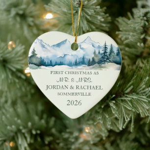 First Christmas as Mr. & Mrs. Personalised Wedding Ceramic Tree Decoration