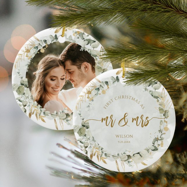 First Christmas As Mr & Mrs Photo Ceramic Tree Decoration (Creator Uploaded)