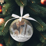 First Christmas as Mr. & Mrs. Photo Ornament<br><div class="desc">Wedding | First Christmas Photo Ornament
Mr & Mrs Married First Christmas Holiday Photo Ornament.
Love Peace Joy and Kisses.</div>