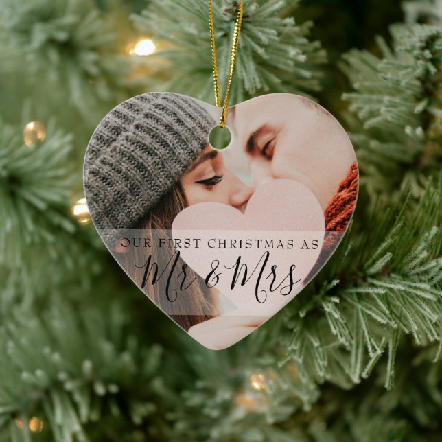 First Christmas As Mr & Mrs Photos Ceramic Tree Decoration (Tree)
